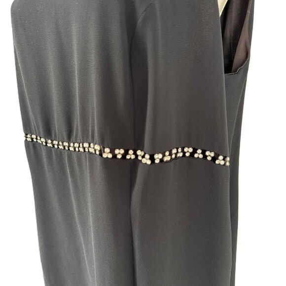 After Dark Black Rhinestone Square Neck Maxi Formal Dress Minimalist Simple Plus - Picture 4 of 15